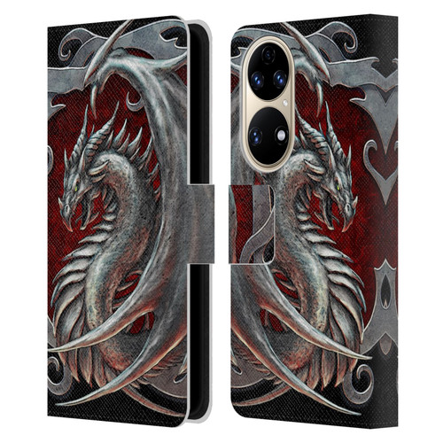 Christos Karapanos Dragons 2 Talisman Silver Leather Book Wallet Case Cover For Huawei P50