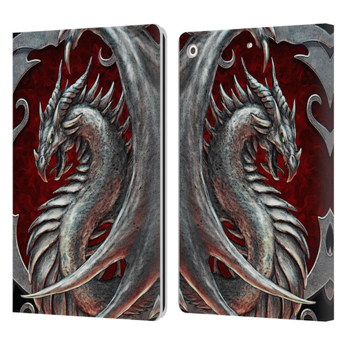 Christos Karapanos Dragons 2 Talisman Silver Leather Book Wallet Case Cover For Apple iPad 10.2 2019/2020/2021
