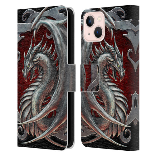 Christos Karapanos Dragons 2 Talisman Silver Leather Book Wallet Case Cover For Apple iPhone 13