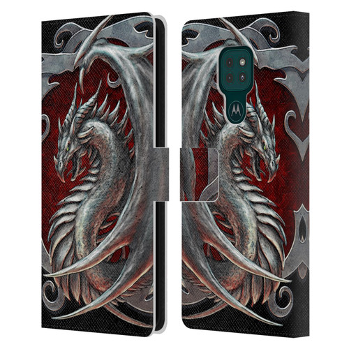 Christos Karapanos Dragons 2 Talisman Silver Leather Book Wallet Case Cover For Motorola Moto G9 Play