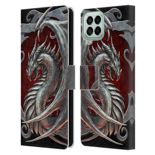 Christos Karapanos Dragons 2 Talisman Silver Leather Book Wallet Case Cover For Samsung Galaxy M33 (2022)
