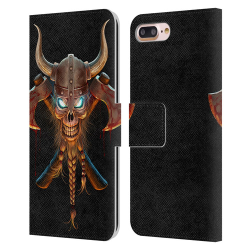 Christos Karapanos Horror 4 Viking Leather Book Wallet Case Cover For Apple iPhone 7 Plus / iPhone 8 Plus