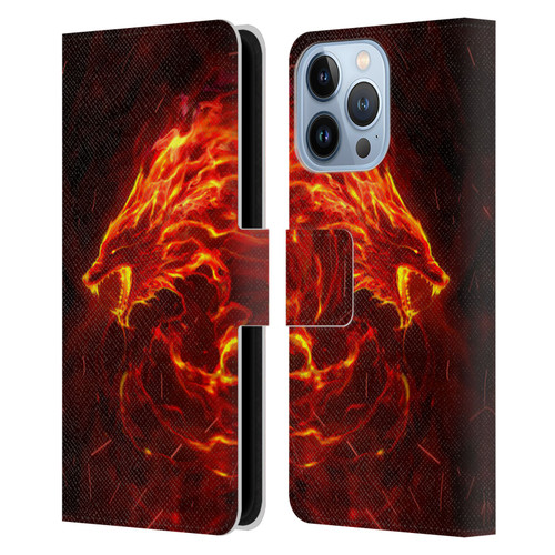 Christos Karapanos Mythical Art Wolf Spirit Leather Book Wallet Case Cover For Apple iPhone 13 Pro