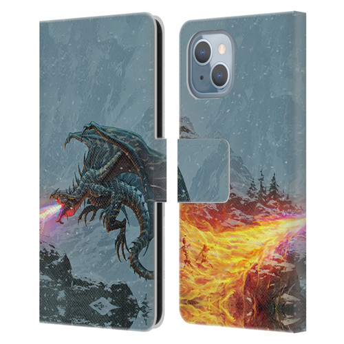 Christos Karapanos Mythical Art Power Of The Dragon Flame Leather Book Wallet Case Cover For Apple iPhone 14