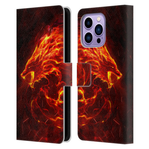 Christos Karapanos Mythical Art Wolf Spirit Leather Book Wallet Case Cover For Apple iPhone 14 Pro Max