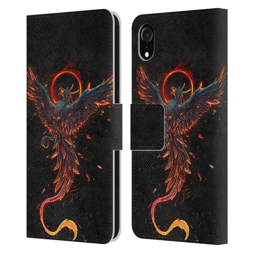 Christos Karapanos Mythical Art Black Phoenix Leather Book Wallet Case Cover For Apple iPhone XR