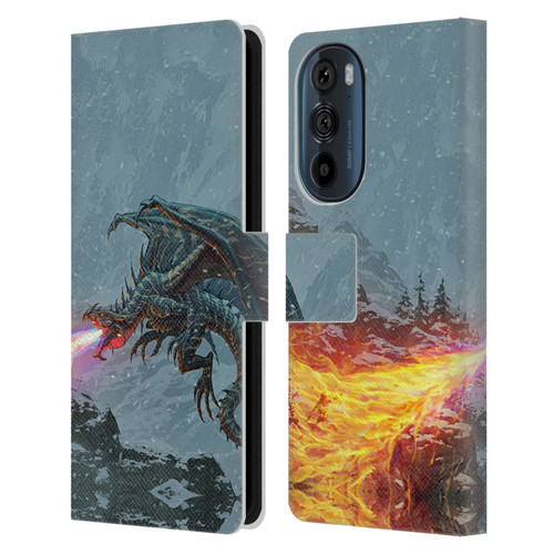 Christos Karapanos Mythical Art Power Of The Dragon Flame Leather Book Wallet Case Cover For Motorola Edge 30