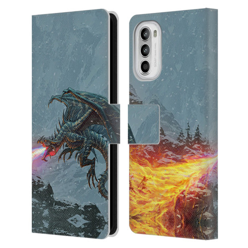 Christos Karapanos Mythical Art Power Of The Dragon Flame Leather Book Wallet Case Cover For Motorola Moto G52