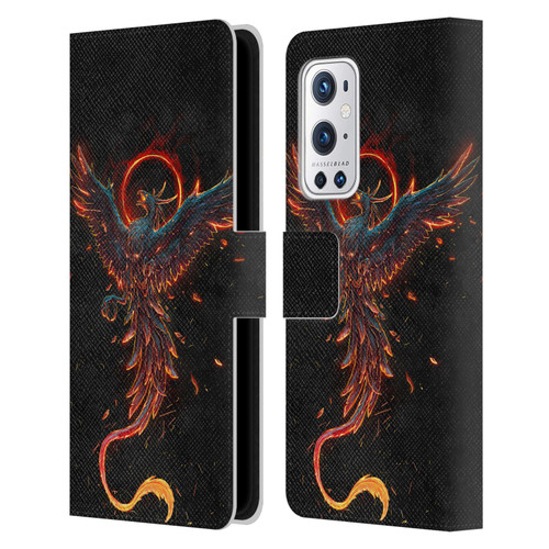 Christos Karapanos Mythical Art Black Phoenix Leather Book Wallet Case Cover For OnePlus 9 Pro