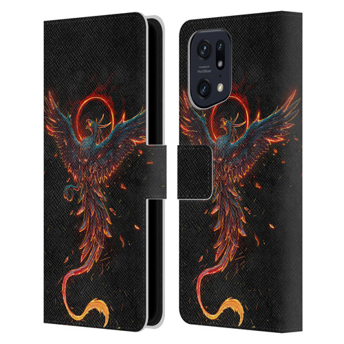 Christos Karapanos Mythical Art Black Phoenix Leather Book Wallet Case Cover For OPPO Find X5