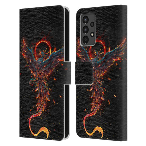 Christos Karapanos Mythical Art Black Phoenix Leather Book Wallet Case Cover For Samsung Galaxy A13 (2022)