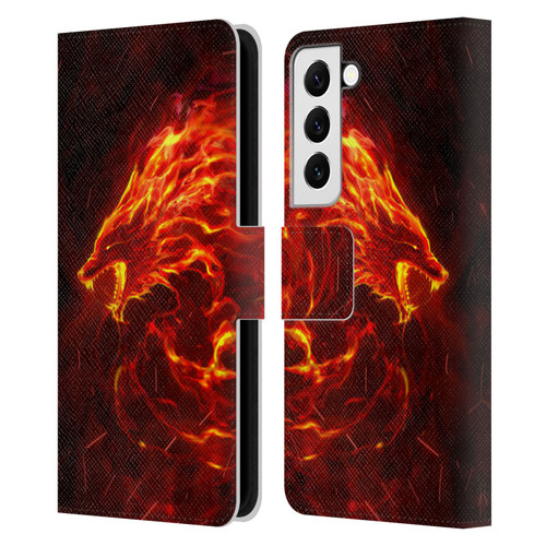 Christos Karapanos Mythical Art Wolf Spirit Leather Book Wallet Case Cover For Samsung Galaxy S22 5G