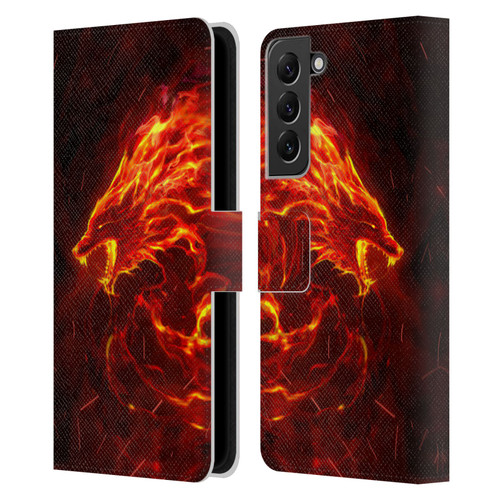 Christos Karapanos Mythical Art Wolf Spirit Leather Book Wallet Case Cover For Samsung Galaxy S22+ 5G