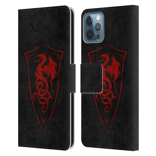 Christos Karapanos Shield Dragon Leather Book Wallet Case Cover For Apple iPhone 12 / iPhone 12 Pro