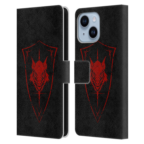 Christos Karapanos Shield Wild Boar Leather Book Wallet Case Cover For Apple iPhone 14 Plus