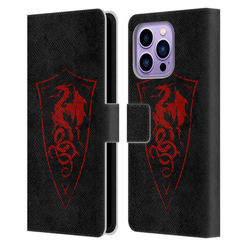 Christos Karapanos Shield Dragon Leather Book Wallet Case Cover For Apple iPhone 14 Pro Max