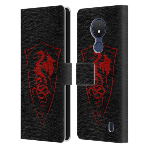 Christos Karapanos Shield Dragon Leather Book Wallet Case Cover For Nokia C21
