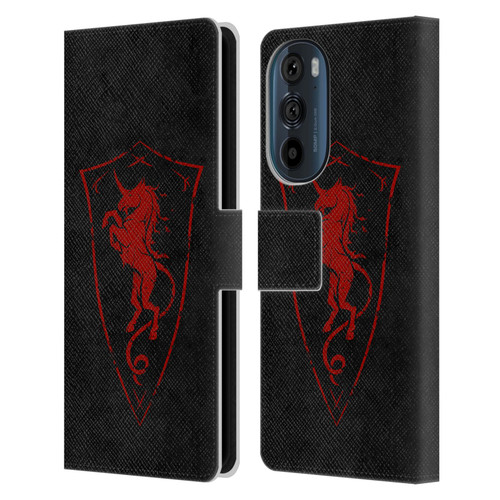 Christos Karapanos Shield Unicorn Leather Book Wallet Case Cover For Motorola Edge 30