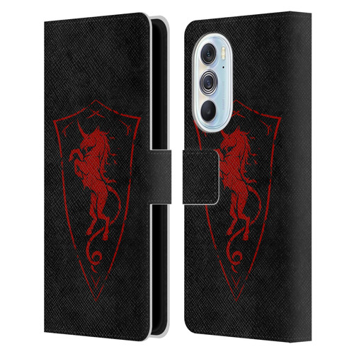 Christos Karapanos Shield Unicorn Leather Book Wallet Case Cover For Motorola Edge X30