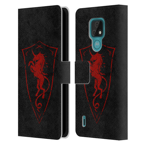 Christos Karapanos Shield Unicorn Leather Book Wallet Case Cover For Motorola Moto E7