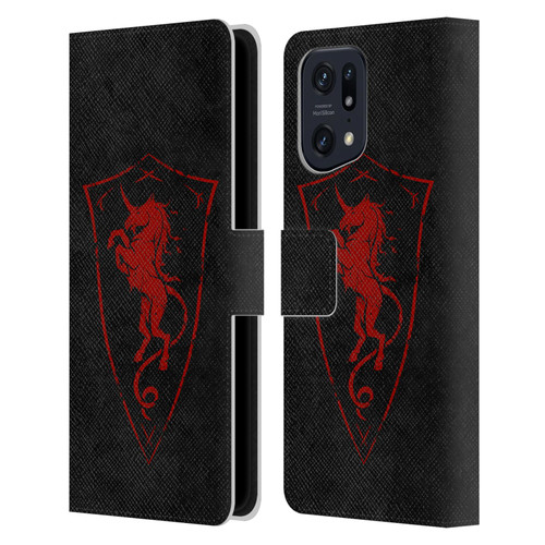 Christos Karapanos Shield Unicorn Leather Book Wallet Case Cover For OPPO Find X5