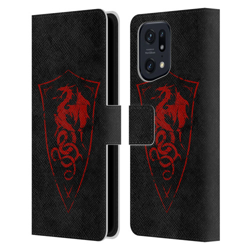Christos Karapanos Shield Dragon Leather Book Wallet Case Cover For OPPO Find X5 Pro