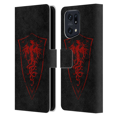 Christos Karapanos Shield Phoenix Leather Book Wallet Case Cover For OPPO Find X5 Pro