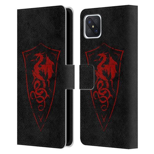 Christos Karapanos Shield Dragon Leather Book Wallet Case Cover For OPPO Reno4 Z 5G