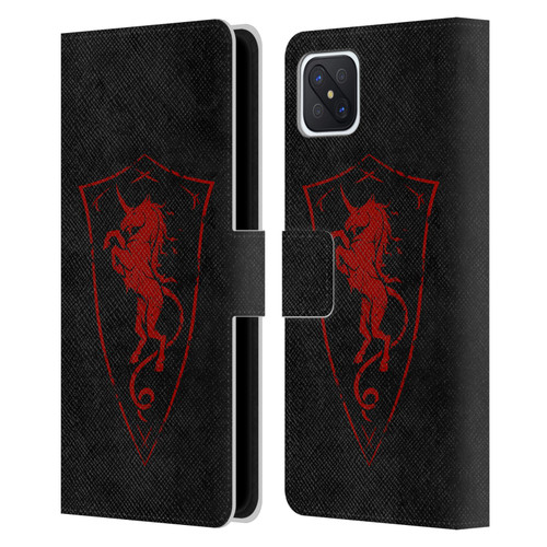 Christos Karapanos Shield Unicorn Leather Book Wallet Case Cover For OPPO Reno4 Z 5G