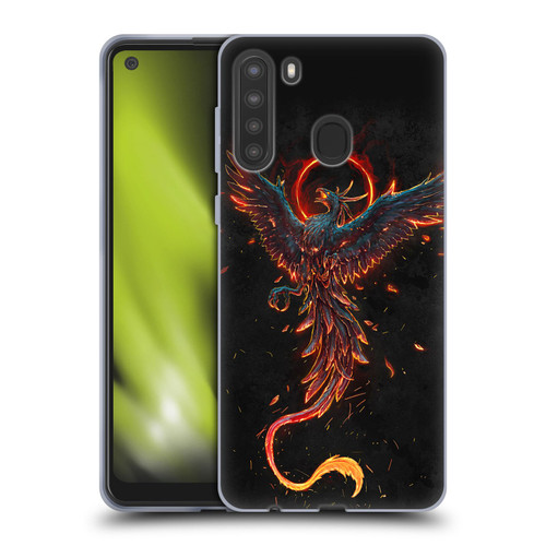 Christos Karapanos Mythical Art Black Phoenix Soft Gel Case for Samsung Galaxy A21 (2020)