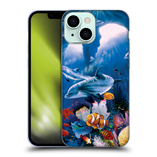 Graeme Stevenson Assorted Designs Dolphins Soft Gel Case for Apple iPhone 13 Mini
