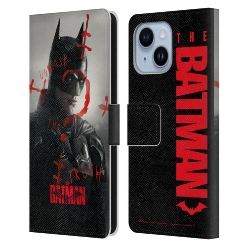 The Batman Posters Unmask The Truth Leather Book Wallet Case Cover For Apple iPhone 14 Plus