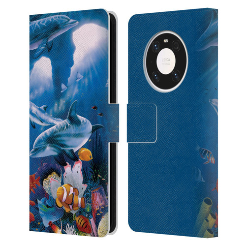 Graeme Stevenson Assorted Designs Dolphins Leather Book Wallet Case Cover For Huawei Mate 40 Pro 5G