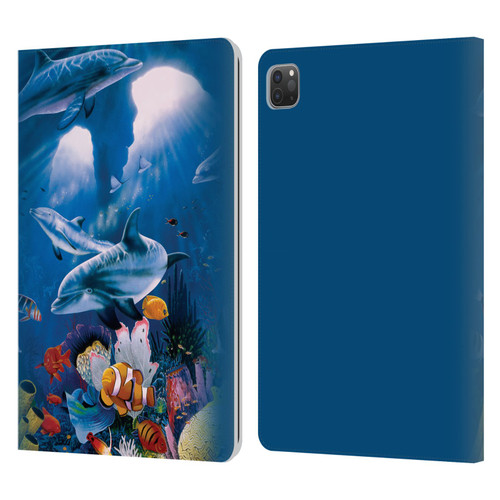 Graeme Stevenson Assorted Designs Dolphins Leather Book Wallet Case Cover For Apple iPad Pro 11 2020 / 2021 / 2022