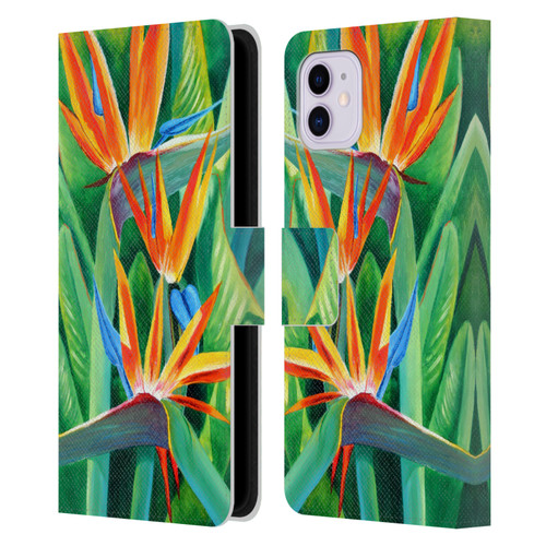 Graeme Stevenson Assorted Designs Birds Of Paradise Leather Book Wallet Case Cover For Apple iPhone 11
