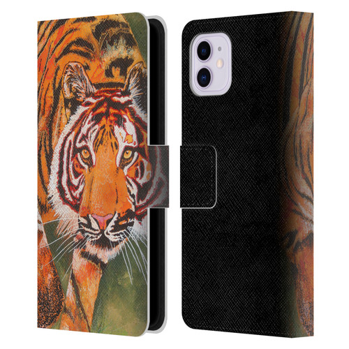 Graeme Stevenson Assorted Designs Tiger 1 Leather Book Wallet Case Cover For Apple iPhone 11