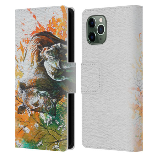 Graeme Stevenson Assorted Designs Rhino Leather Book Wallet Case Cover For Apple iPhone 11 Pro
