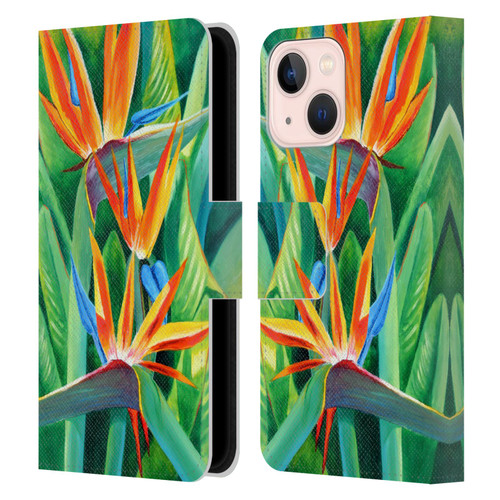 Graeme Stevenson Assorted Designs Birds Of Paradise Leather Book Wallet Case Cover For Apple iPhone 13 Mini