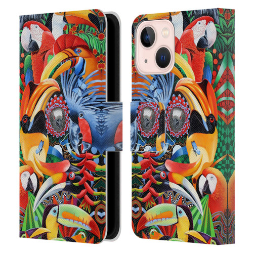Graeme Stevenson Assorted Designs Birds 2 Leather Book Wallet Case Cover For Apple iPhone 13 Mini