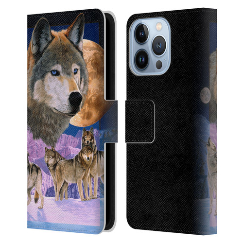 Graeme Stevenson Assorted Designs Wolves Leather Book Wallet Case Cover For Apple iPhone 13 Pro