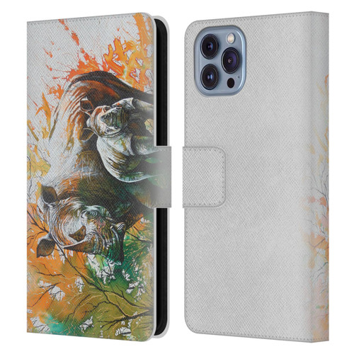 Graeme Stevenson Assorted Designs Rhino Leather Book Wallet Case Cover For Apple iPhone 14