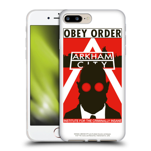 Batman Arkham City Graphics Hugo Strange Obey Order Soft Gel Case for Apple iPhone 7 Plus / 8 Plus & MagSafe