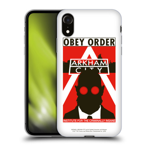 Batman Arkham City Graphics Hugo Strange Obey Order Soft Gel Case for Apple iPhone XR