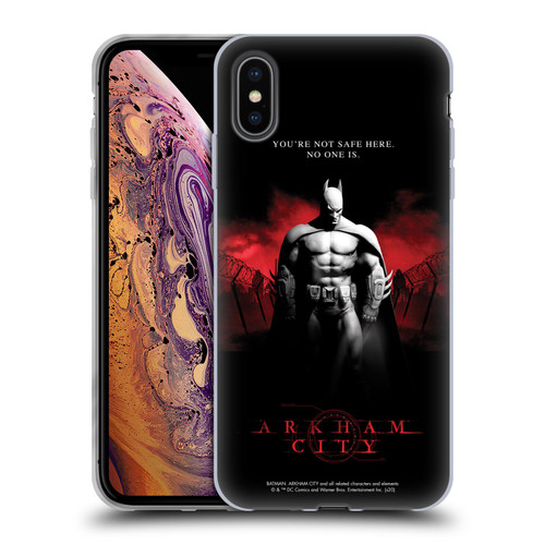 Batman Arkham City Graphics Batman Not Safe Here Soft Gel Case for Apple iPhone XS Max