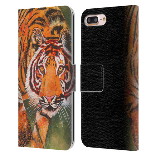 Graeme Stevenson Assorted Designs Tiger 1 Leather Book Wallet Case Cover For Apple iPhone 7 Plus / iPhone 8 Plus