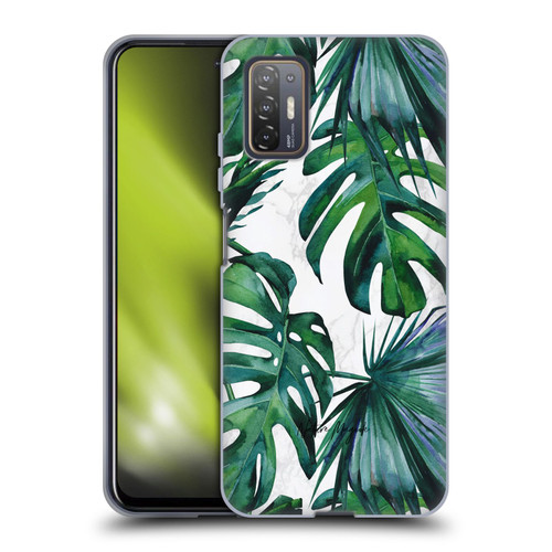 Nature Magick Tropical Palm Leaves On Marble Green Tropics Soft Gel Case for HTC Desire 21 Pro 5G