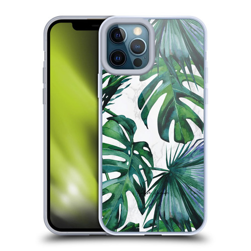 Nature Magick Tropical Palm Leaves On Marble Green Tropics Soft Gel Case for Apple iPhone 12 Pro Max