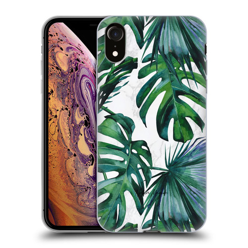 Nature Magick Tropical Palm Leaves On Marble Green Tropics Soft Gel Case for Apple iPhone XR