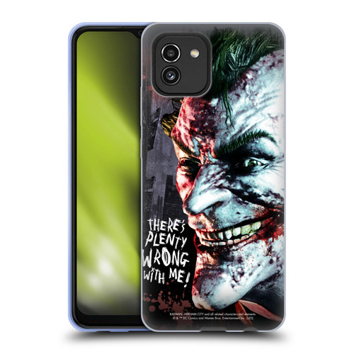 Batman Arkham City Graphics Joker Wrong With Me Soft Gel Case for Samsung Galaxy A03 (2021)