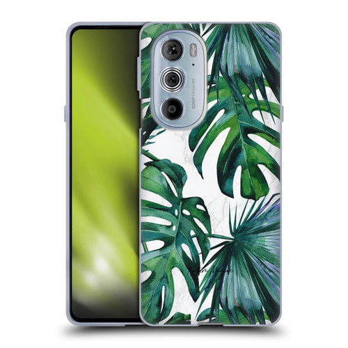 Nature Magick Tropical Palm Leaves On Marble Green Tropics Soft Gel Case for Motorola Edge X30